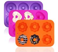 FineGood - Set di 3 stampi in silicone per cuocere dolci, stampo antiaderente in silicone per pancake, ciambella, muffin, cupcake, bagel