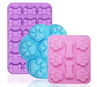 FineGood Stampi per cioccolato in silicone con osso di zampa di cane da 3 pezzi, stampo in silicone per cera fusa stampo da forno in silicone per cani