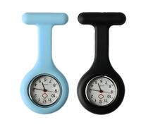 Finehenchi Orologio da taschino digitale per infermieri, medici e paramedici, facile da trasportare, in silicone, con spilla, per il controllo delle infezioni, 2 pezzi (nero, blu), Multicolore