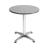 FineHome - Tavolo da bistrò, tavolo da terrazzo, balcone, tavolo da giardino, pieghevole, regolabile in altezza, colore argento, diametro 60 cm, altezza 70/110 cm