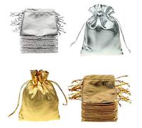 FineInno 100 Pezzi Natale Sacchetti Portaconfetti Caramella Borse Coulisse Drawstring Pouches Gift Bags per Candy Jewelry Regalo Christmas (piccolo 7x9cm)