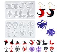 FineInno 2 Pezzi Halloween Stampi in Resina per Orecchini Epossidica Gioiell Stampi con Foro Stampo in Silicone per Bijoux Ciondoli Artigianali Collane