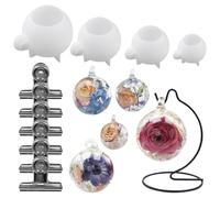 FineInno 4 Pezzi Sferico stampi in Resina Stampo Silicone a Forma di Rotondo Sphere Resin Molds Perline Stampi in Epossidica per Portachiavi Collane Orecchini Ciondoli