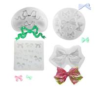FineInno 4 Pezzi Stampi per Fiocco Resina Bow Resin Molds Stampi in Silicone Papillon Stampi Epossidica Fondente per Cioccolato Torta Decorazione