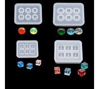 FineInno 4 Pezzi Stampi Resina Perline per Epossidica Stampi Silicone Cubo Della Sfera Stampi di Colata per Gioielli Orecchini Pendenti Bracciali Strumenti Fai da Te