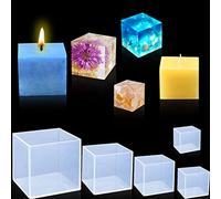FineInno 5 Pezzi Stampi Cubo 2,2/3,3/4,4/5,4/6,4cm Cube Resin Mold Stampo Silicone Quadrati Stampi Epossidica Gioielli per DIY Candela Sapone Artigianale