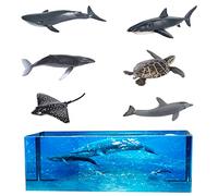 FineInno 6 Pezzi Riempitivi Resina Epossidica, Animali Marini Silicone 3D, Squalo Balene Tartaruga Marina Delfino, Tema Oceanico Riempitivo per Resina