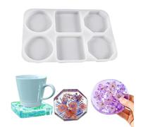 FineInno 6PCS Sottobicchieri Stampi in Resina Geometria Sottobicchiere Stampo per Epossidica in Silicone per Sottobicchier fai da te,La Conservazione dei Fiori, Decorazioni per La Casa