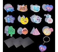 FineInno 9 pezzi stampi in resina a forma di shaker, stampo in silicone per colata epossidica a forma di sabbie mobili kawaii, con 3 fogli di pel