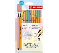 Fineliner & Pennarello Premium - STABILO Pastellove Set - 6 Fineliner STABILO point 88 & 6 Pennarelli Premium STABILO Pen 68