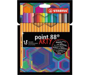 Fineliner - STABILO point 88 - ARTY - Astuccio da 18 con appendino - 18 colori a