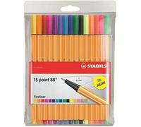 Fineliner - STABILO point 88 - Astuccio da 15 (10 + 5 NEON) - Colori assortiti