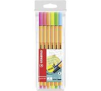Fineliner Point 88 - tratto 0,4 mm - colori assortiti neon - Stabilo - astuccio 6 pezzi