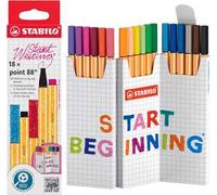 Fineliner - STABILO point 88 - ZIG ZAG Set da 18 - Colori assortiti