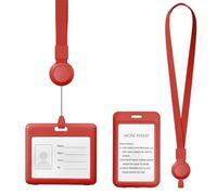 FINELYCR 2 Pezzi Portabadge Collo, Orizzontale e Verticale Porta Tesserino da Collo, Rosso Porta Badge Trasparente con Tracolla a Scomparsa, per Lavoro, Studio, Mostre