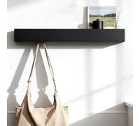 FINELYCR Appendi Abiti Per Muro 60 cm, Nero Attaccapanni a Muro, Appendiabiti da Parete con 7 Ganci Nascosti, Design Minimalista Adatto a Diversi Stili, per Camera da Letto, Soggiorno e Ingresso