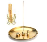FINELYCR Porta Incenso 5 in 1, Porta Incenso per Bastoncini in Ottone, Brucia Incenso con Raccoglitore di Cenere da 14 CM, per Sala Studio, Sala Meditazione, Sala Yoga, Spa