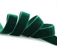 finemark 3 m x 22 mm Nastro elastico in velluto, color verde scuro (871), stretch, velluto estremamente elastico, verde tannen, velluto su un lato, 20% elastan, per il cucito