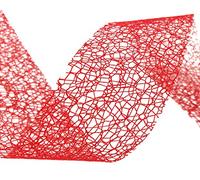 finemark Nastro a rete LEA rosso 65, 3 m x 50 mm, nastro decorativo per regali, decorazione floreale per il fai da te, decorazione senza filo