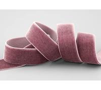 finemark Nastro elastico in velluto da 3 m x 22 mm, rosa antico, scuro (263), elasticizzato, velluto su un lato, 20% elastan, da cucire