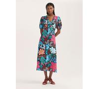 Finery Abito midi Finery Sarah con stampa floreale Bottone passante 50 blu