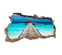 Finest Folia - Adesivo da parete 3D, effetto buco nel muro, autoadesivo, 60 x 100 cm (A x L), per camera da letto, soggiorno, motivo città, spiaggia, WL04 spiaggia