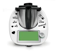 Finest Folia Adesivo decorativo compatibile con robot da cucina Bimby TM5 TM6, accessorio per elettrodomestico da cucina, impermeabile, autoadesivo K154 (09 Qui si cucina con amore, Nero)