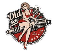 Finest Folia Adesivo motivi retrò vintage sticker Old School Ace Kult Rockabilly decorative per auto moto casco garage (#22 Spark plug)