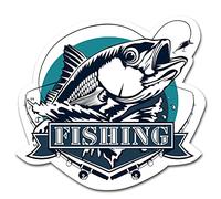 Finest Folia Adesivo per pesci, stile retrò, 10 x 9,1 cm, per auto, barca, valigia da pesca, accessori da pesca, resistente alle intemperie R164 (07 Fishing, Petri Heil)