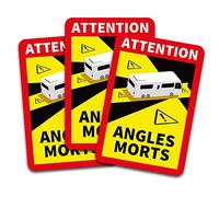 Finest Folia Attenzione Angles Morts Adesivo 25 x 17 cm obbligatorio in Francia per veicoli di oltre 3,5 t Adesivo autoadesivo resistente all'acqua (Camping-Car, 3 adesivi)