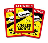 Finest Folia Attenzione Angles Morts Adesivo 25 x 17 cm obbligatorio in Francia per veicoli di oltre 3,5 t Adesivo autoadesivo resistente all'acqua (Bus, 3 Sticker)