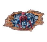 Finest Folia Graz Design - Adesivo da parete 3D, con foro del muro, 1 x 0,53 m, autoadesivo, realistico, per cameretta dei bambini, camera da letto, soggiorno, bagno, W009 (03 Spiderman)