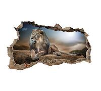 Finest Folia Graz Design - Adesivo da parete 3D, effetto buco nel muro, autoadesivo, 60 x 100 cm (A x L), per camera da letto, soggiorno, WL31 Leone