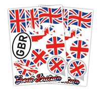 Finest Folia Lot de 2 autocollants de pays DIN A4, autocollants de drapeau, drapeau de pays pour voiture, moto, autocollant, drapeau de pays, autocollant, résistant aux intempéries, R217 (20 UK)