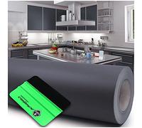 Finest Folia Pellicola per plotter e spatola per applicazione, lucida o opaca, pellicola adesiva, per mobili, cucina, bagno, decorativa, 10 m x 63 cm, 073, colore grigio scuro, opaco