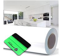Finest Folia Pellicola per plotter e spatola per applicazione, lucida o opaca, pellicola adesiva, per mobili, cucina, bagno, decorativa, 10 m x 63 cm, 010, colore bianco, lucido