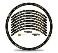 Finest Folia Set di 16 adesivi per cerchioni della bicicletta, dal design racing, set completo per 27" 29" per bici da corsa, mountain bike, Mtb RX024 (oro metallizzato, lucido)