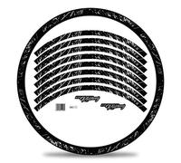 Finest Folia Set di 16 adesivi per cerchioni della bicicletta, dal design racing, set completo per 27" 29" per bici da corsa, mountain bike, Mtb RX024 (argento metallizzato opaco)