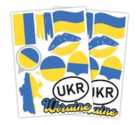 Finest Folia Set di 2 adesivi per paesi, formato DIN A4, per auto, moto, autoadesivi, resistenti alle intemperie, R217 (61 Ucraina)