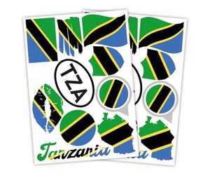 Finest Folia Set di 2 adesivi per paesi, formato DIN A4, per auto, moto, autoadesivi, resistenti alle intemperie, R217 (56 Tanzania)