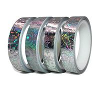 Finest Folia Set di 4 strisce decorative con ologramma glitterato da 10 metri, per fai da te, per auto, moto, barca, modellismo, strisce decorative autoadesive (5 mm)