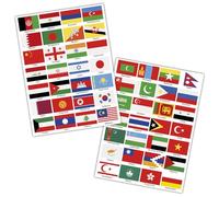 Finest Folia Set di 56 bandiere nazionali su 2 fogli Din A4, ciascuna bandiera 4,9x3,3 cm, adesivo per modellismo, decorazione di biciclette, auto e moto, paesi R108 (Asia)