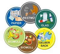 Finest-Folia, set di 6 adesivi per la raccolta differenziata, resistenti a graffi e intemperie