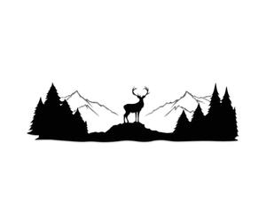 Finest Folia Set di adesivi per auto, montagne e alberi con cervi, 105,2 x 29,7 cm, per auto, roulotte, autobus, camper, resistente alle intemperie, KX101 (montagne grigio medio, alberi con cervi nero