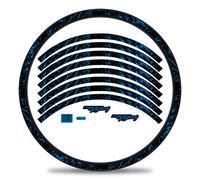 Finest Folia, set di adesivi per cerchioni da 16 pezzi, design da corsa, set completo per cerchioni da 27" 29" per bici da corsa, mountain bike MTB, ruota RX025 (Blu neon, opaco)