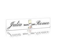 Finest Folia Targa Matrimonio Personalizzata per Auto - Adesivo con Nomi e Data degli Sposi - Coppia di Sposi, Decorazione Auto Matrimoniale, Targa per Nozze (05 Champagne, Foglio autoadesivo)