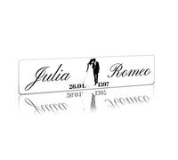 Finest Folia Targa Matrimonio Personalizzata per Auto - Adesivo con Nomi e Data degli Sposi - Coppia di Sposi, Decorazione Auto Matrimoniale, Targa per Nozze (06 Sposa e Sposo, Inserti in plastica)
