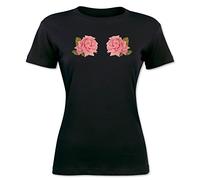 Finest Prints Two Realistic Pink Roses T-Shirt da Donna Extra Large