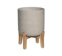 Finestgreen Charlie Feet Low | Vaso per piante fatto a mano su piedini in legno (XL Ø:36 H:44,5 cm, grigio) | Pottery Pottery Pots