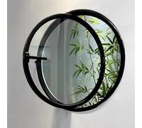 Finestra A Bilico Rotonda, La Finestra Circolare può Ruotare di 360°, Finestra-A Battente Girevole in Vetro Temperato con Maniglia per Bagno, Soggiorno, Cucina(Black+Transparent,35cm/13.7in)
